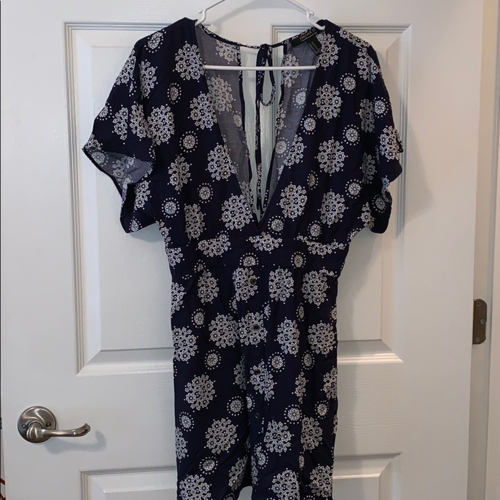 Navy & White Patterned Dress